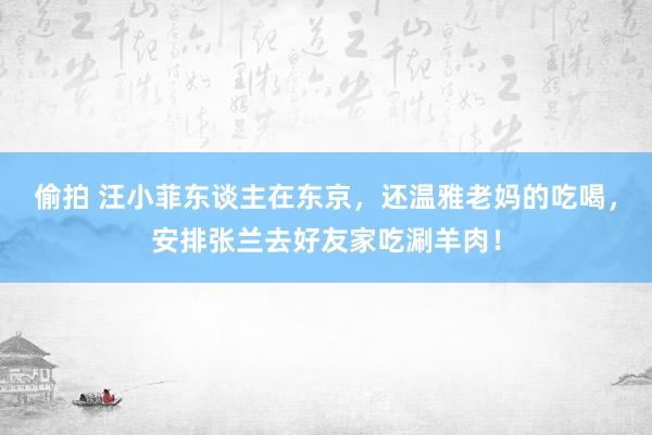 偷拍 汪小菲东谈主在东京,还温雅老妈的吃喝,安排张兰去好友家吃涮羊肉!