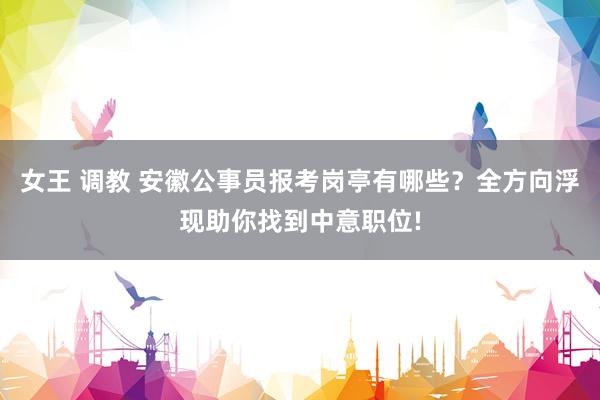 女王 调教 安徽公事员报考岗亭有哪些?全方向浮现助你找到中意职位!