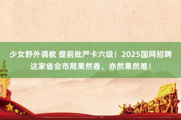 少女野外调教 提前批严卡六级!2025国网招聘这家省会市局果然香,亦然果然难!