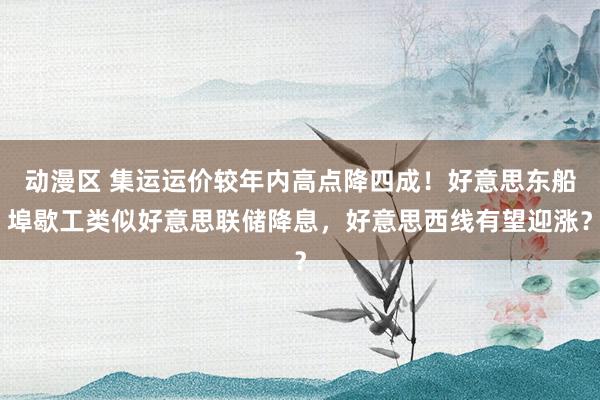 动漫区 集运运价较年内高点降四成!好意思东船埠歇工类似好意思联储降息,好意思西线有望迎涨?
