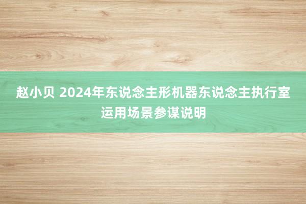 赵小贝 2024年东说念主形机器东说念主执行室运用场景参谋说明