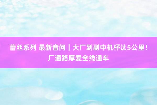 蕾丝系列 最新音问|大厂到副中机杼汰5公里!厂通路厚爱全线通车