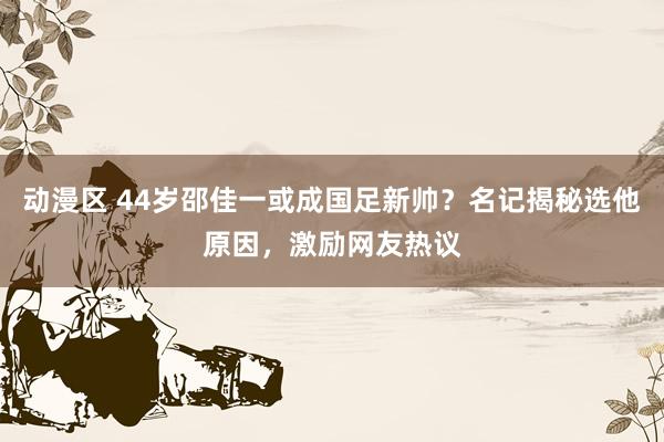动漫区 44岁邵佳一或成国足新帅?名记揭秘选他原因,激励网友热议