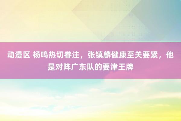 动漫区 杨鸣热切眷注,张镇麟健康至关要紧,他是对阵广东队的要津王牌