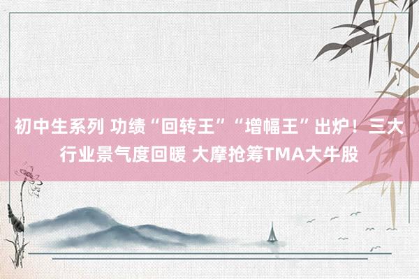 初中生系列 功绩“回转王”“增幅王”出炉!三大行业景气度回暖 大摩抢筹TMA大牛股