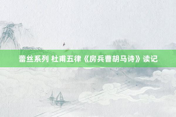蕾丝系列 杜甫五律《房兵曹胡马诗》读记