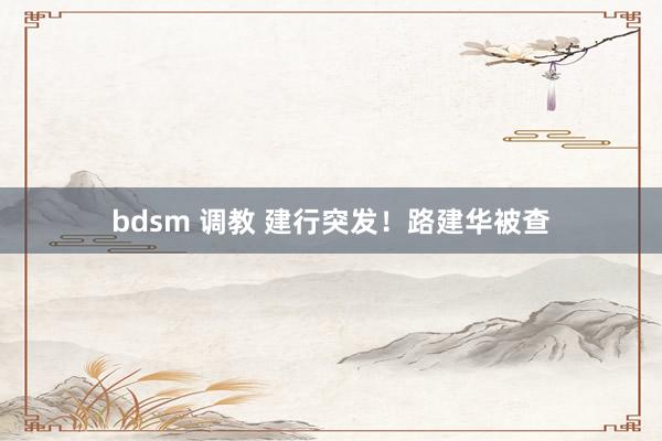 bdsm 调教 建行突发！路建华被查