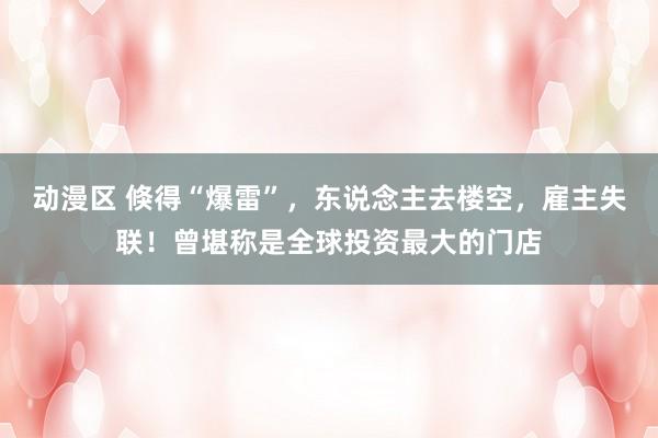 动漫区 倏得“爆雷”,东说念主去楼空,雇主失联!曾堪称是全球投资最大的门店