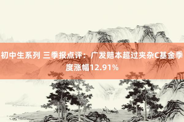 初中生系列 三季报点评:广发赔本超过夹杂C基金季度涨幅12.91%