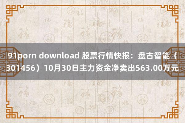 91porn download 股票行情快报:盘古智能(301456)10月30日主力资金净卖出563.00万元