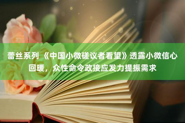 蕾丝系列 《中国小微磋议者看望》透露小微信心回暖,众性命令政接应发力提振需求