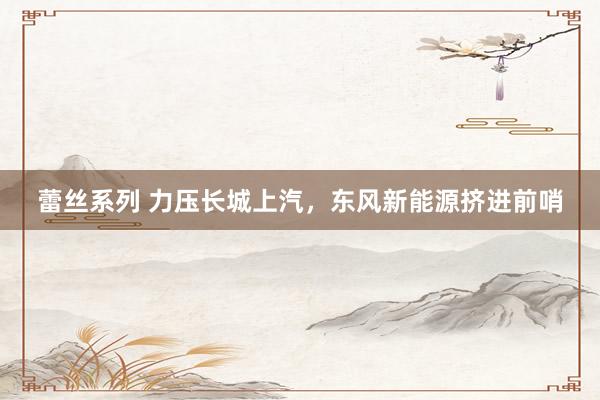 蕾丝系列 力压长城上汽,东风新能源挤进前哨
