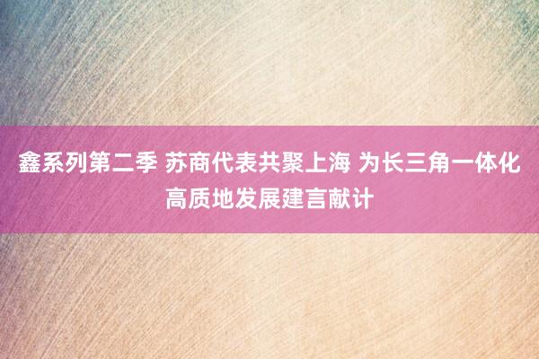 鑫系列第二季 苏商代表共聚上海 为长三角一体化高质地发展建言献计