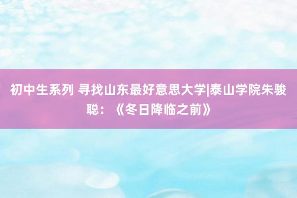 初中生系列 寻找山东最好意思大学|泰山学院朱骏聪:《冬日降临之前》