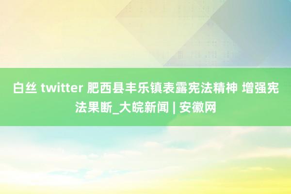 白丝 twitter 肥西县丰乐镇表露宪法精神 增强宪法果断_大皖新闻 | 安徽网