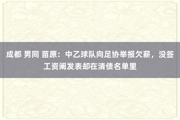 成都 男同 苗原:中乙球队向足协举报欠薪,没签工资阐发表却在清债名单里