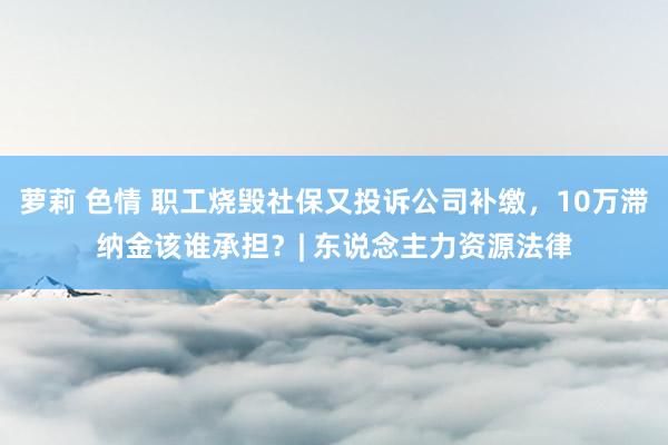 萝莉 色情 职工烧毁社保又投诉公司补缴,10万滞纳金该谁承担?| 东说念主力资源法律