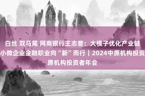 白丝 双马尾 网商银行王志誉:大模子优化产业链金融,小微企业金融职业向“新”而行|2024中原机构投资者年会