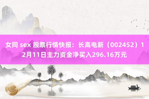 女同 sex 股票行情快报:长高电新(002452)12月11日主力资金净买入296.16万元