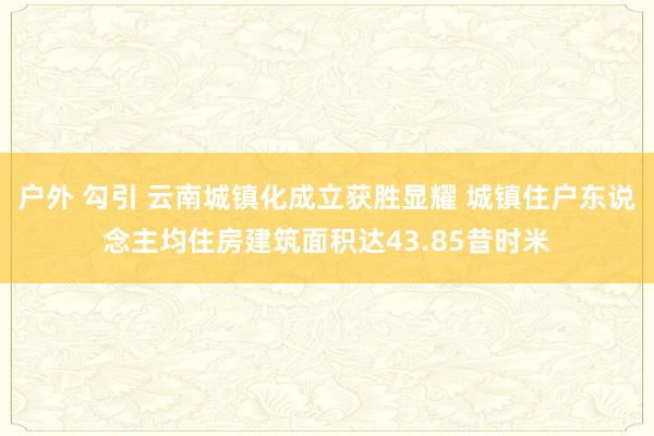 户外 勾引 云南城镇化成立获胜显耀 城镇住户东说念主均住房建筑面积达43.85昔时米