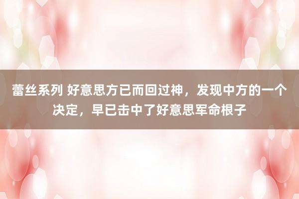 蕾丝系列 好意思方已而回过神,发现中方的一个决定,早已击中了好意思军命根子