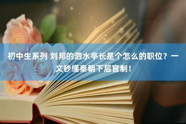 初中生系列 刘邦的泗水亭长是个怎么的职位？一文秒懂秦朝下层官制！