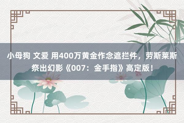 小母狗 文爱 用400万黄金作念遮拦件，劳斯莱斯祭出幻影《007：金手指》高定版！