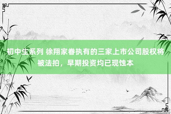 初中生系列 徐翔家眷执有的三家上市公司股权将被法拍,早期投资均已现蚀本