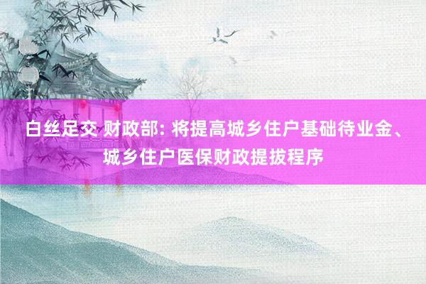 白丝足交 财政部: 将提高城乡住户基础待业金、城乡住户医保财政提拔程序