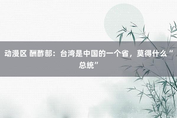 动漫区 酬酢部:台湾是中国的一个省,莫得什么“总统”