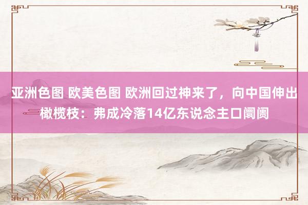 亚洲色图 欧美色图 欧洲回过神来了，向中国伸出橄榄枝：弗成冷落14亿东说念主口阛阓