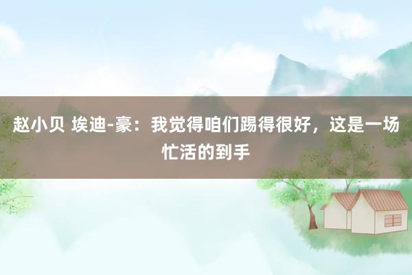 赵小贝 埃迪-豪:我觉得咱们踢得很好,这是一场忙活的到手