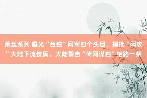 蕾丝系列 曝光“台独”网军四个头目,揭批“网攻”大陆下流伎俩,大陆警告“倚网谋独”绝路一条