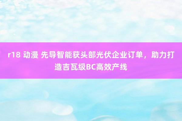 r18 动漫 先导智能获头部光伏企业订单，助力打造吉瓦级BC高效产线