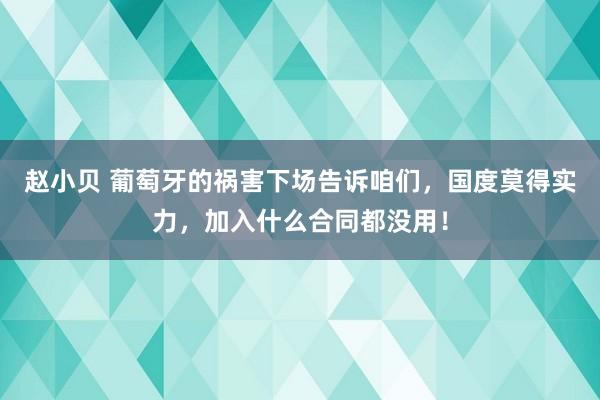 赵小贝 葡萄牙的祸害下场告诉咱们,国度莫得实力,加入什么合同都没用!
