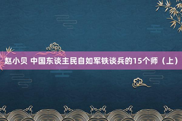 赵小贝 中国东谈主民自如军铁谈兵的15个师（上）