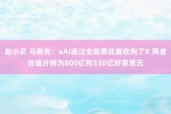 赵小贝 马斯克：xAI通过全股票往复收购了X 两者估值分辨为800亿和330亿好意思元