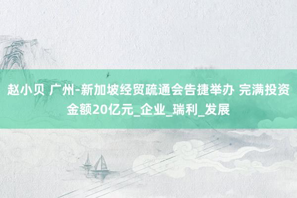 赵小贝 广州-新加坡经贸疏通会告捷举办 完满投资金额20亿元_企业_瑞利_发展