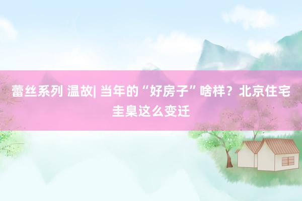 蕾丝系列 温故| 当年的“好房子”啥样?北京住宅圭臬这么变迁
