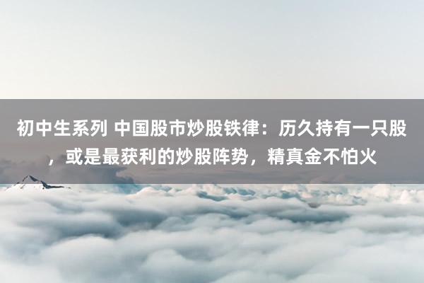 初中生系列 中国股市炒股铁律：历久持有一只股，或是最获利的炒股阵势，精真金不怕火