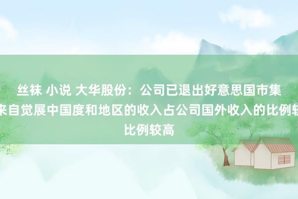 丝袜 小说 大华股份：公司已退出好意思国市集，来自觉展中国度和地区的收入占公司国外收入的比例较高