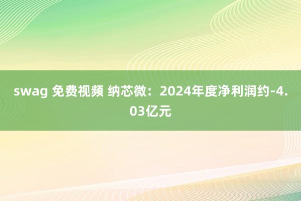 swag 免费视频 纳芯微：2024年度净利润约-4.03亿元