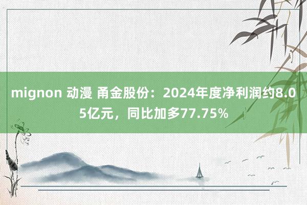 mignon 动漫 甬金股份：2024年度净利润约8.05亿元，同比加多77.75%