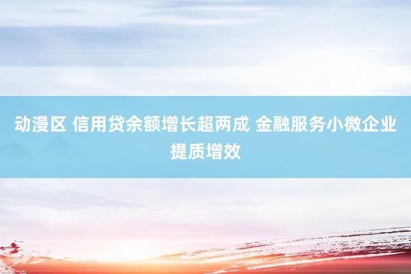 动漫区 信用贷余额增长超两成 金融服务小微企业提质增效