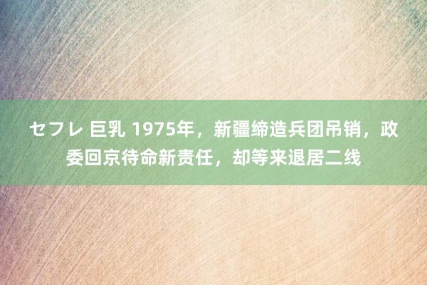セフレ 巨乳 1975年,新疆缔造兵团吊销,政委回京待命新责任,却等来退居二线