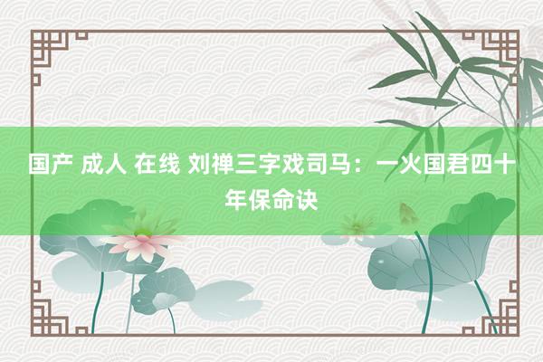 国产 成人 在线 刘禅三字戏司马:一火国君四十年保命诀