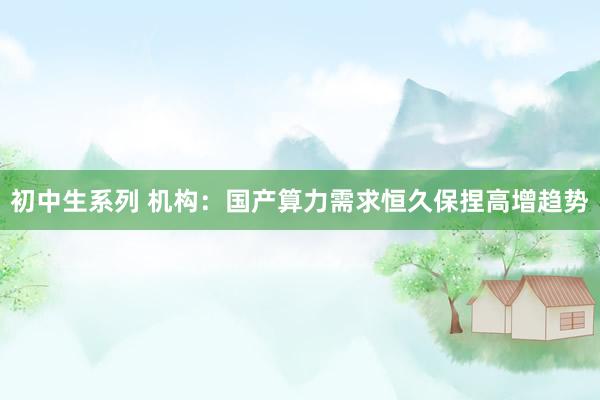 初中生系列 机构:国产算力需求恒久保捏高增趋势
