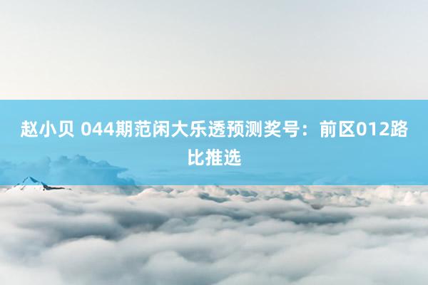赵小贝 044期范闲大乐透预测奖号:前区012路比推选